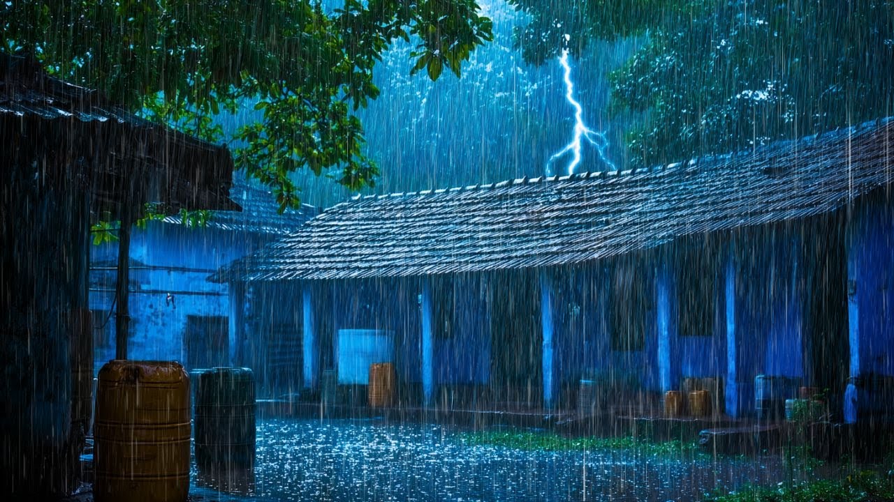 Rainy Night Helps You Fall Asleep Instantly | Heavy Rain on the Roof & Violent Thunder | White Noise