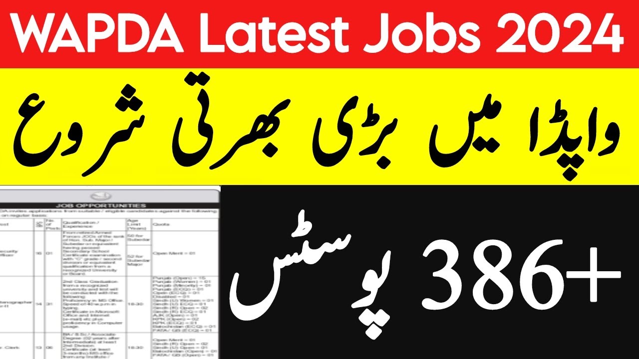wapda latest jobs 2024 | jobs in wapda 2024 - Jobz MCQz
