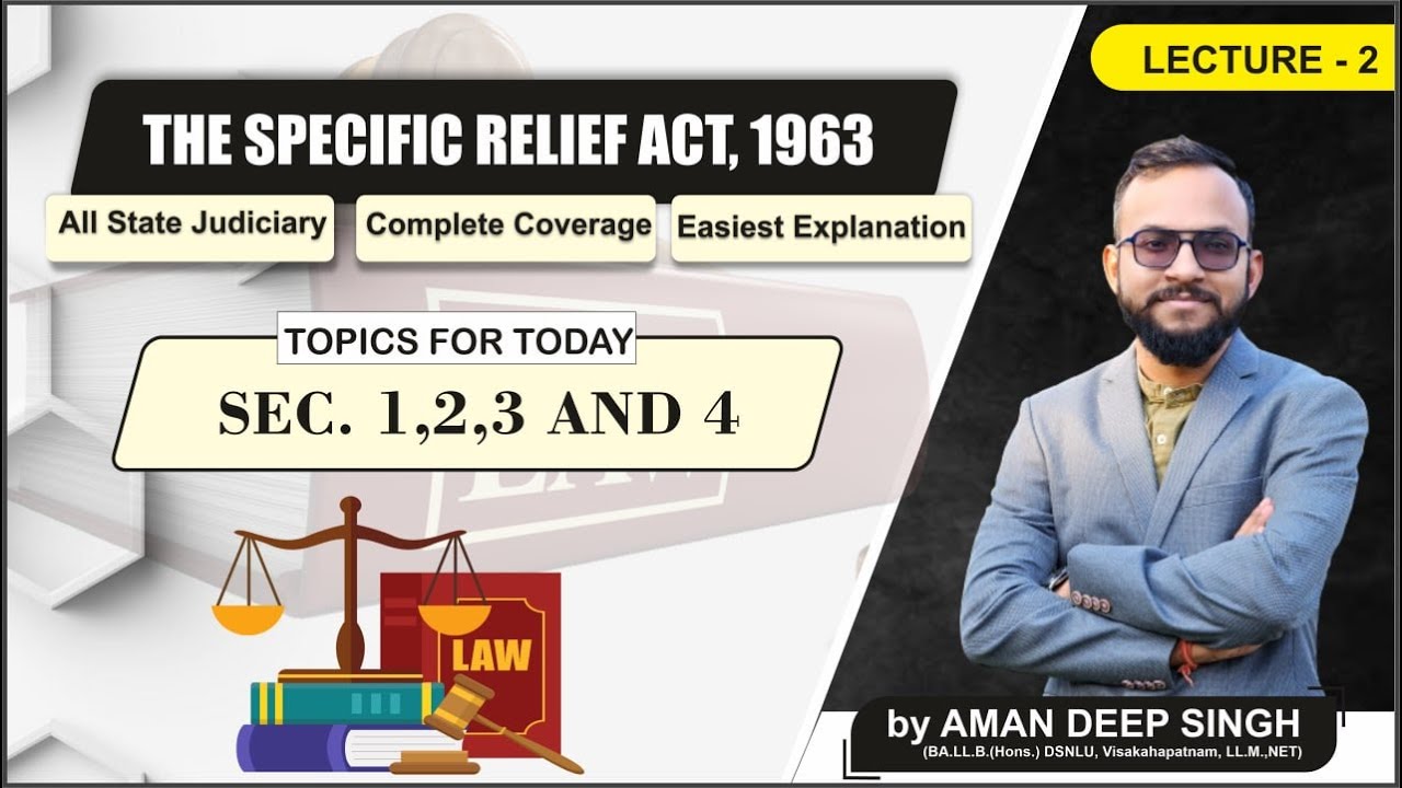 Sec.1,2,3,4 || Specific Relief Act || Definition Clause || Aman Deep Singh || Hindi-Eng. || L-2