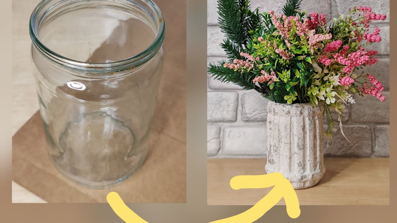 Декор из банки. Как сделать вазу из стеклянной банки. Diy. Красота своими руками