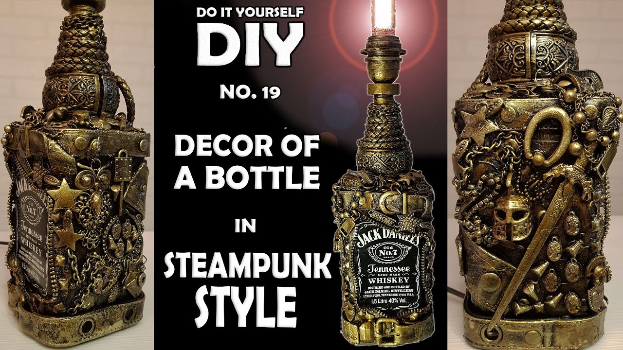 #19 Decor Antique Bottle Art/ Wine Bottle Art/ Altered Bottle/Steampunk Bottle Art/art and craft
