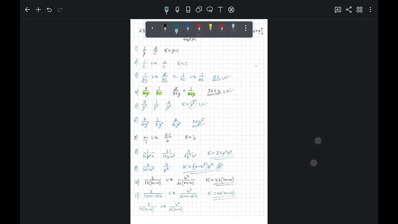 27-dars. Algebraik kasrlarga umumiy maxraj topish va qo’shish (1938-2047 gacha) | Nodirbek Master