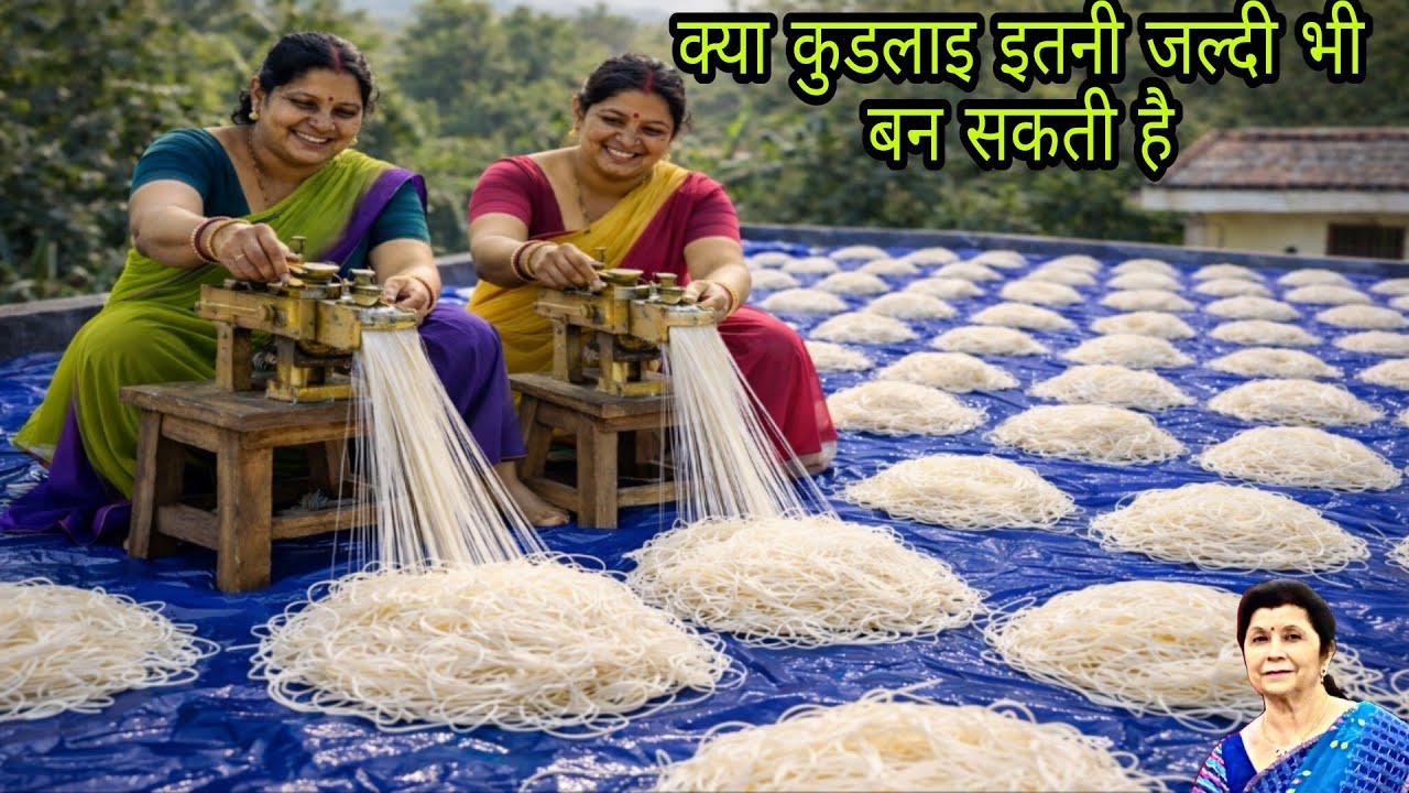 घड़ी देखकर केवल 5 मिनट में ढ़ेरों खस्ता कुरकुरी स्वादिष्ट कुडलाई पापड़/कम खर्चा कम मेहनत कम समय में