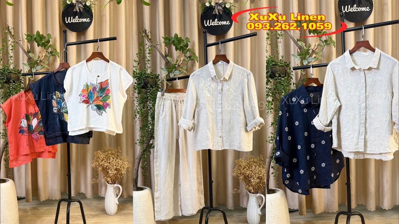 Tối 31-01 Linen pháp mềm mại, áo thêu tay, shop chính chủ zalo chốt hàng 093.262.1059