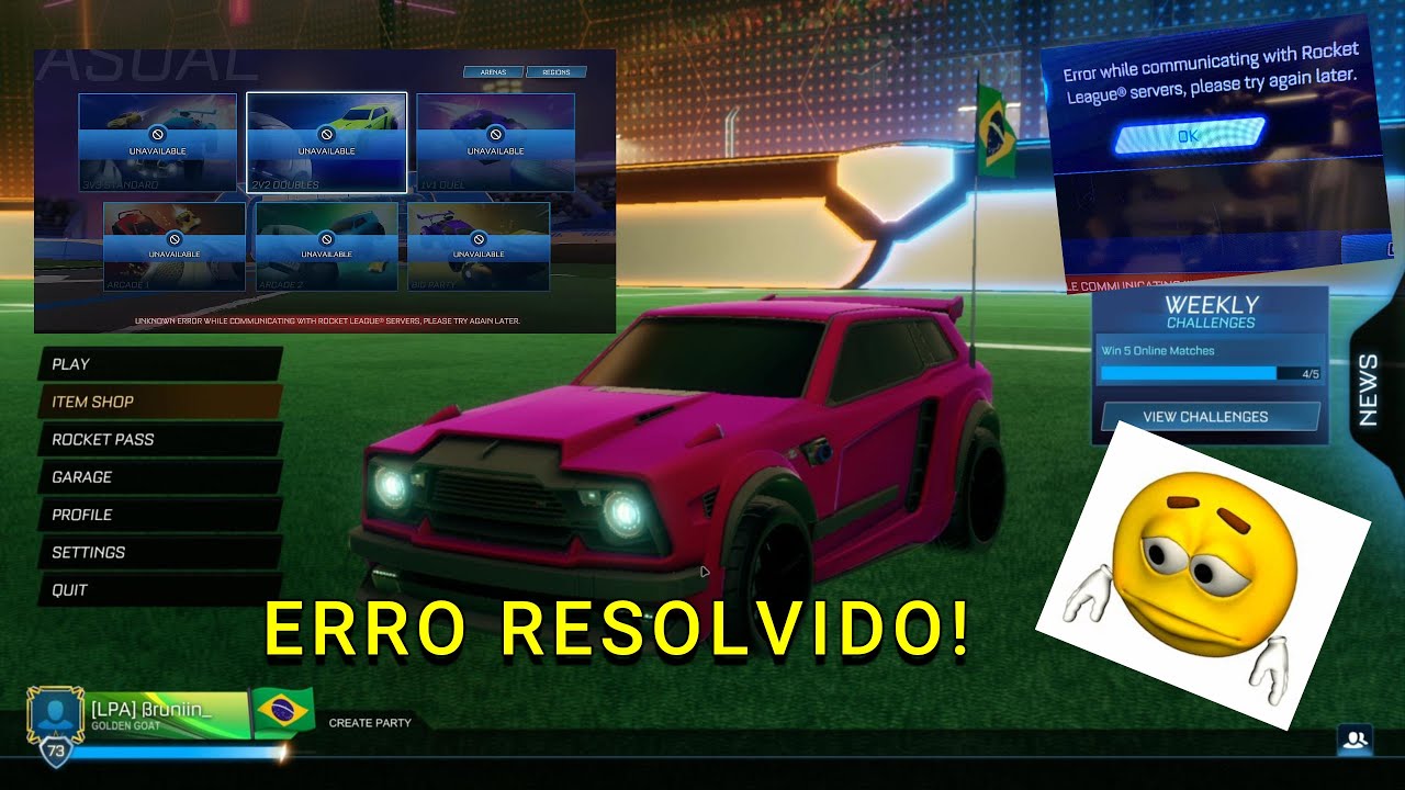 ERRO NO ROCKET LEAGUE? COMO RESOLVER!
