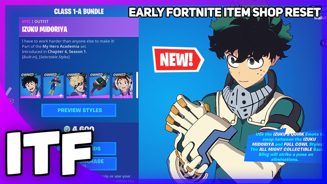 *NEW* MY HERO ACADEMIA COLLAB! Early Fortnite Item Shop Reset (Fortnite Battle Royale)