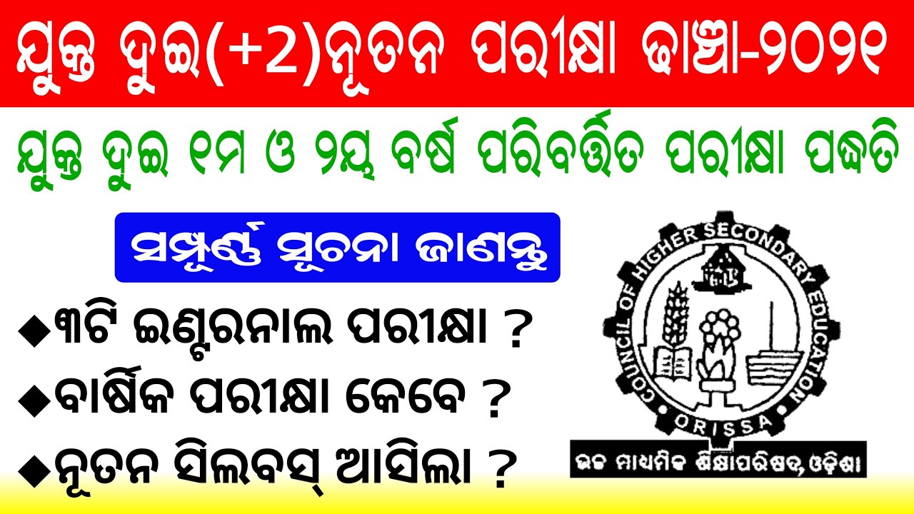 CHSE Odisha New Assessment Scheme & Revised Syllabus || Odisha Plus Two(+2) New Exam Pattern-2022
