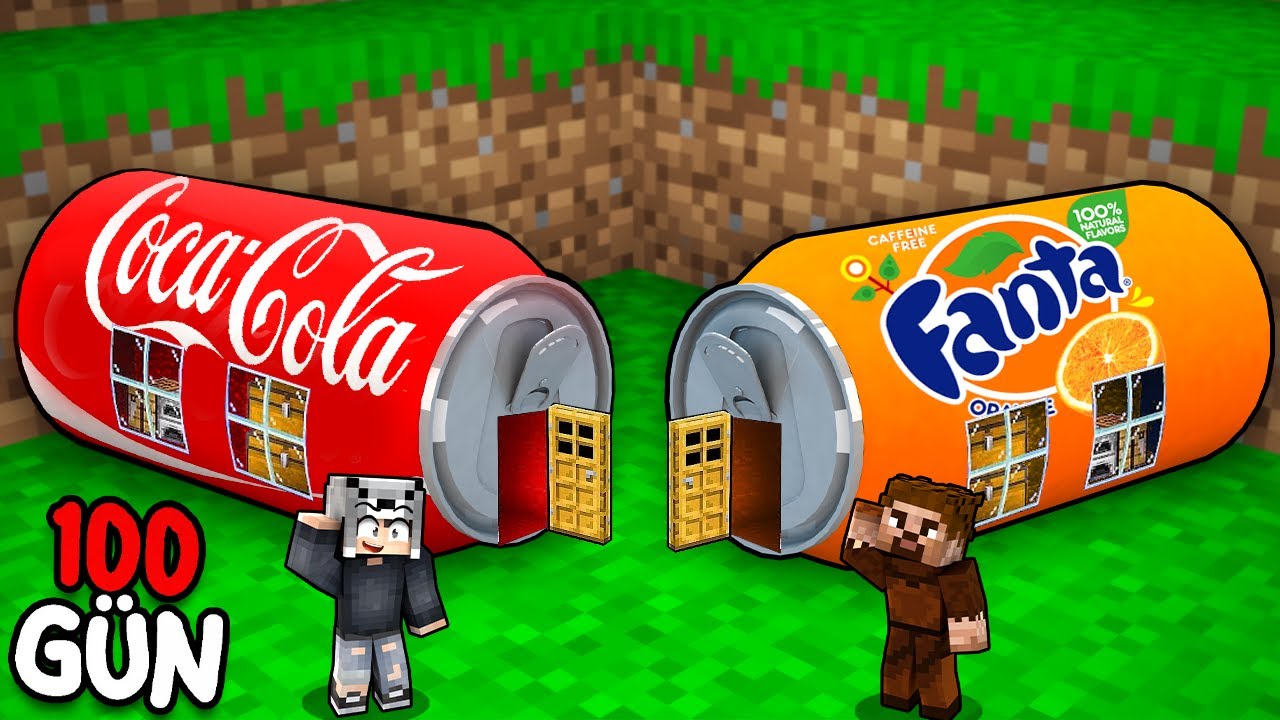 100 GÜN Boyunca KOLA vs FANTA İçinde HAYATTA KALDIK - Minecraft
