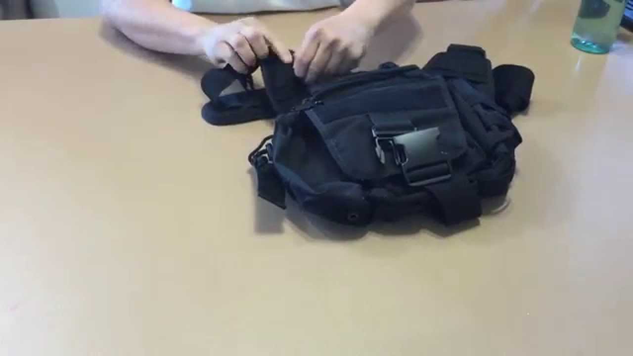 Tactical Messenger Bag - Ergonomic Bag With Shoulder Strap and Bottle Holder