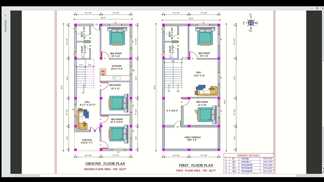 Modern 3 BHK G+1 House Plan In 20'X47'