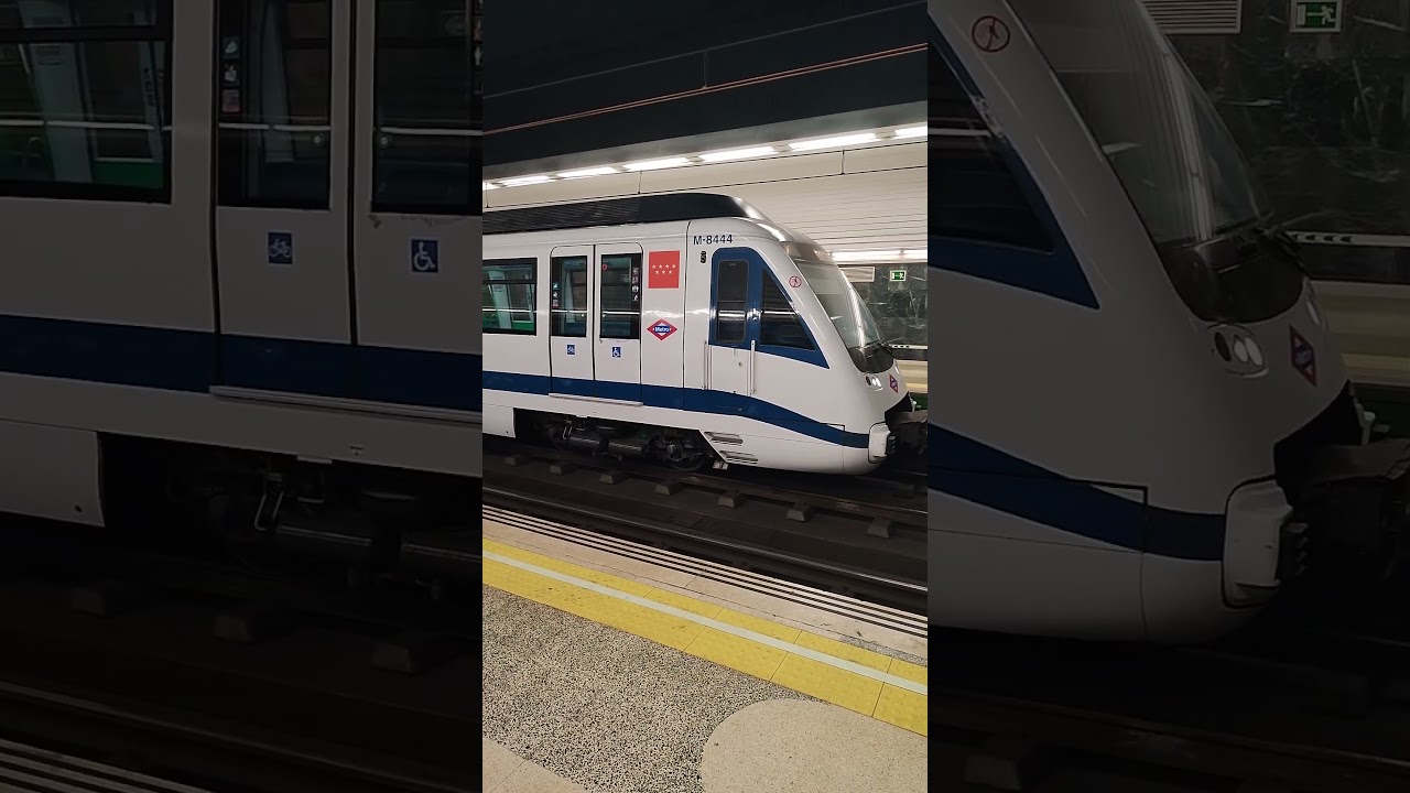 Metro de Madrid: Serie 8400 1ª saliendo de Herrera Oria L9 
