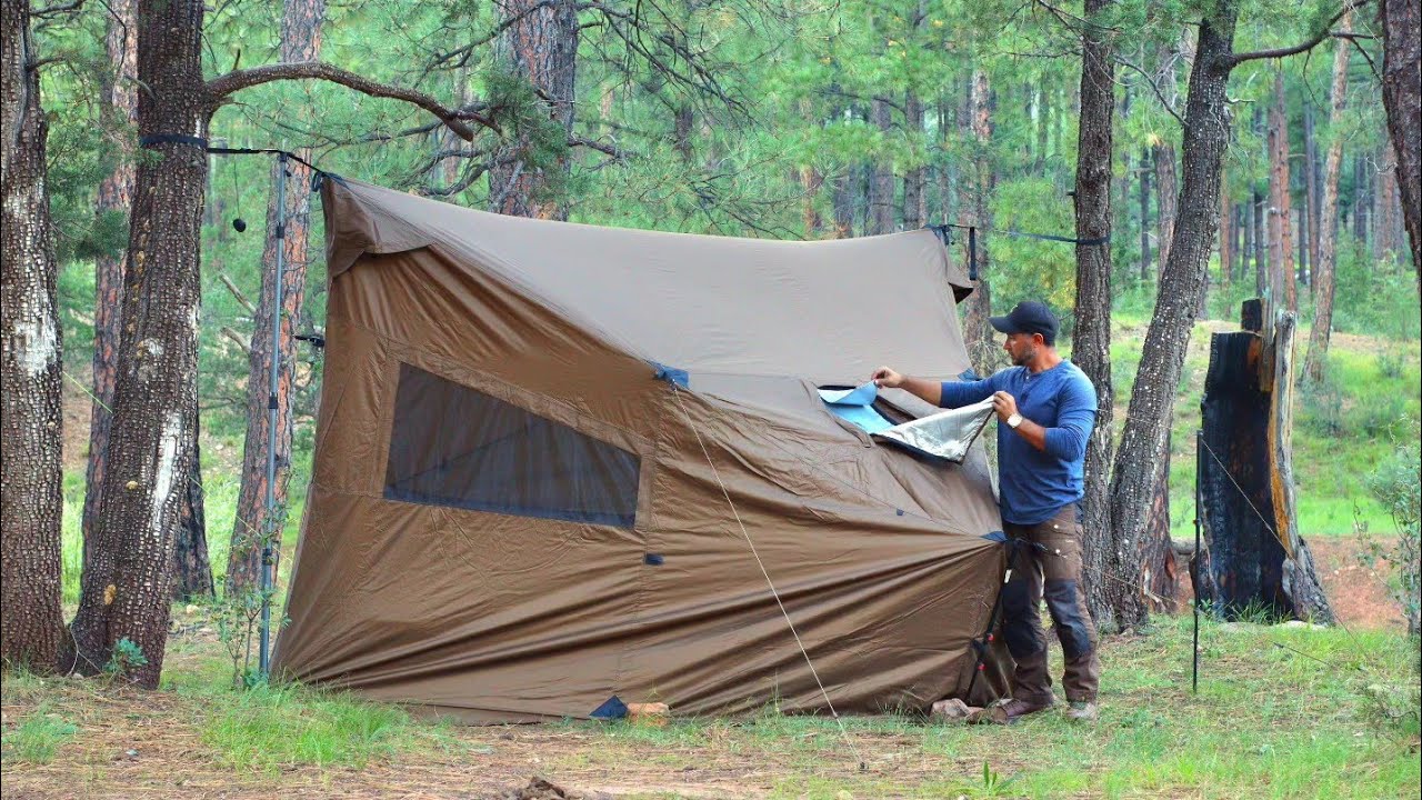 Solo Camping in BIG Tent Shelter | CozShack | Relaxing Camping ASMR