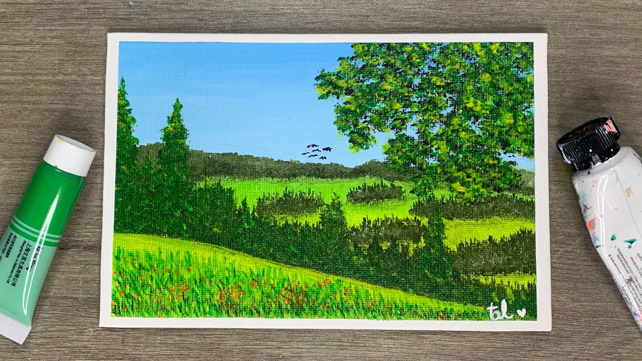 Summer Landscape Painting / Acrylic Painting for Beginners #art #video #223