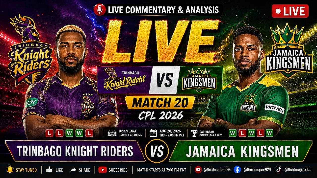 Trinbago Knight Riders vs Jamaica Kingsmen LIVE | TKR vs JKM | CPL 2026 Live Commentary
