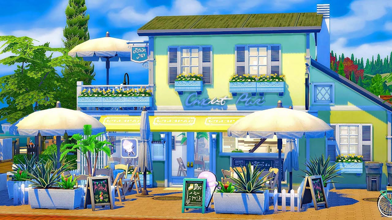 ICE CREAM SHOP 💕 Sims 4 ( Restaurant ) Speed Build