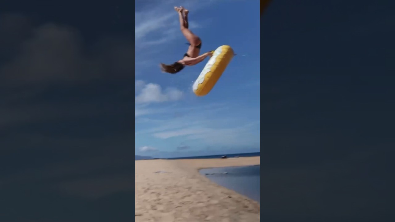 Girl gets LAUNCHED off slip and slide 🚀