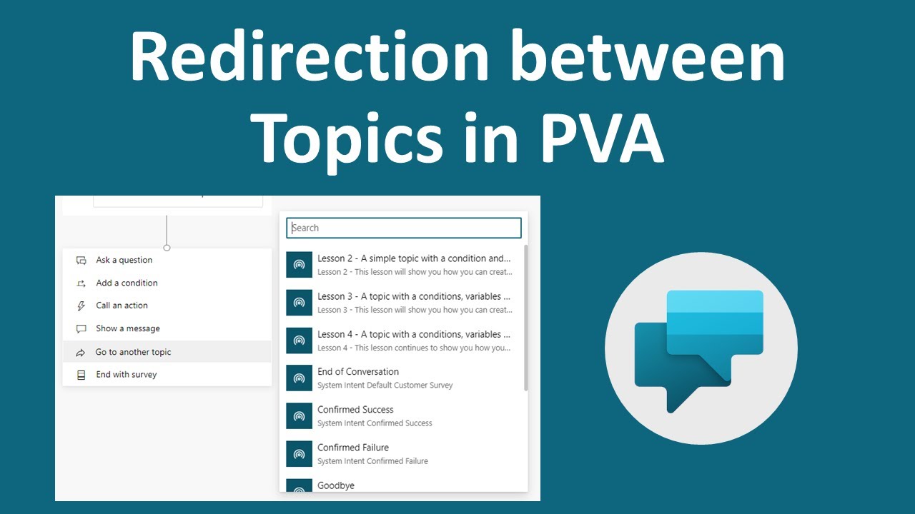 Redirection between Topics in Power Virtual Agents