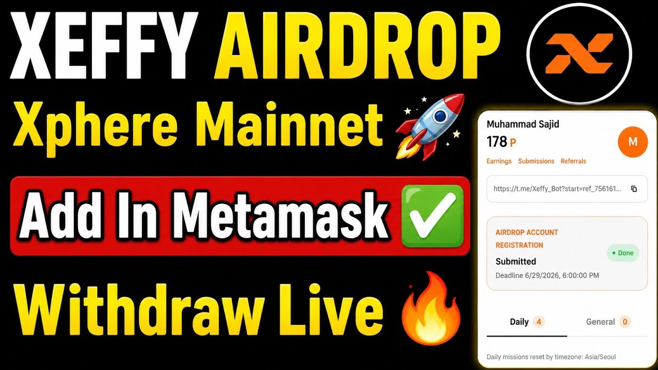 Xeffy Airdrop New Update|Xeffy Token Claiming Process|How to Import Xphere Mainnet In Metamask 