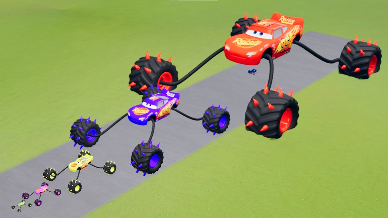 Big & Small Excavator Truck Lightning Mcqueen VS Train | BeamNG.drive