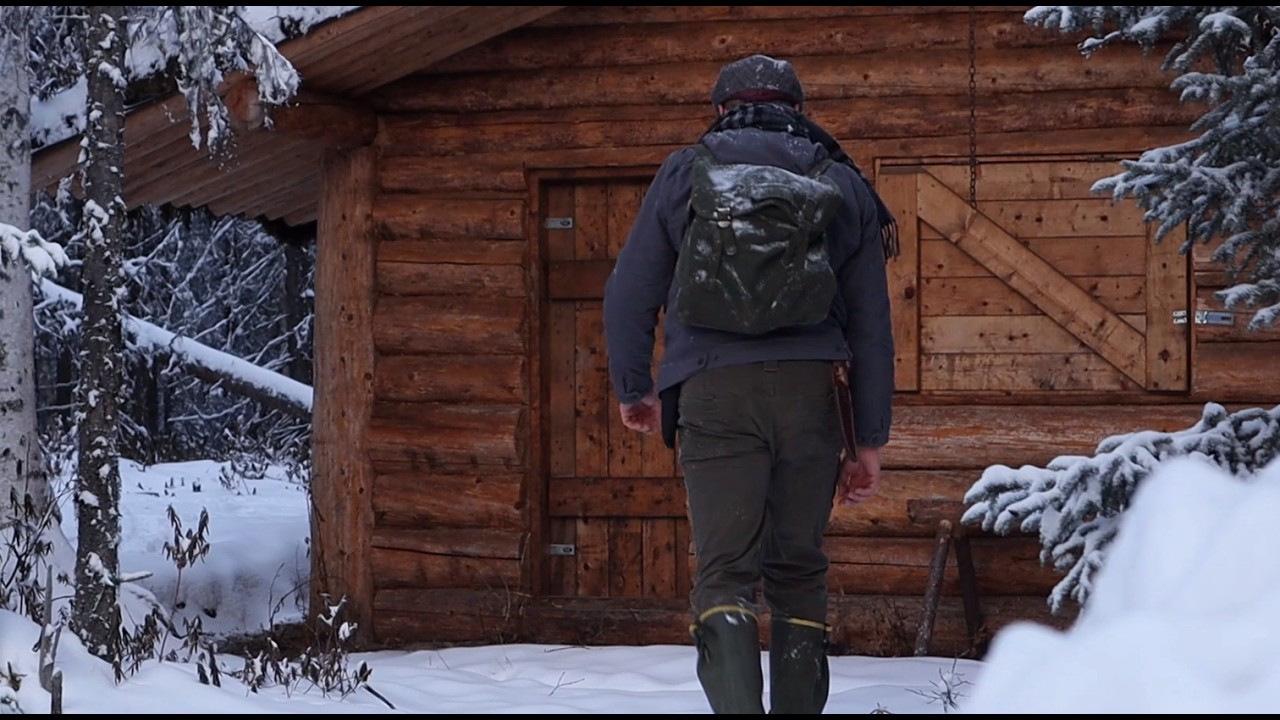 Breakfast at the cabin after fresh snowfall