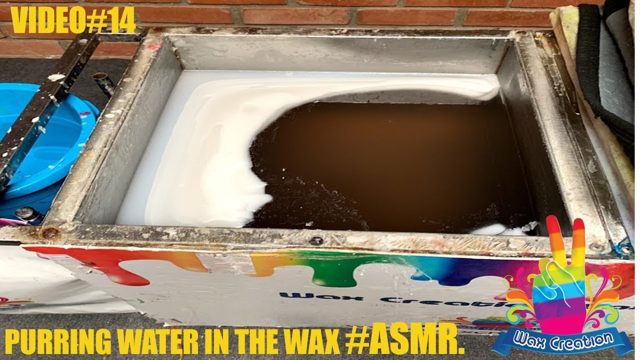 Pouring soapy water into hot wax, Satisfying video .