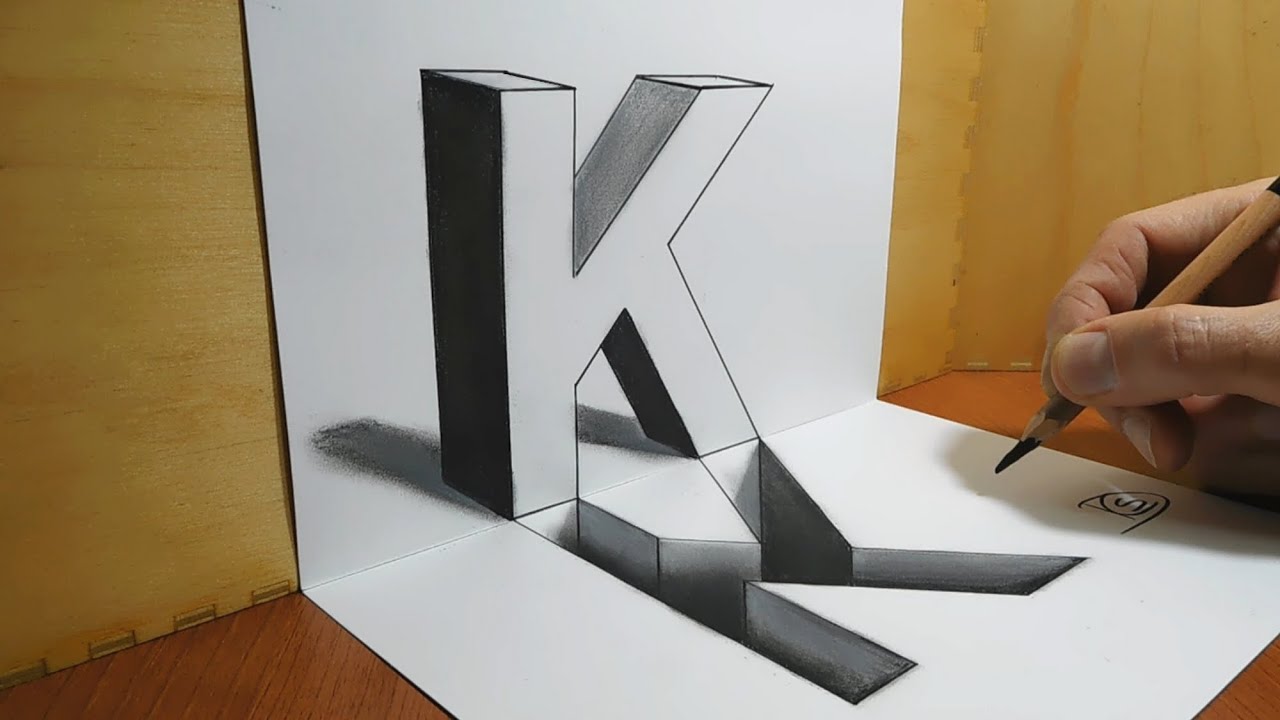 3D Trick Art on Paper, Letter K and its Hole