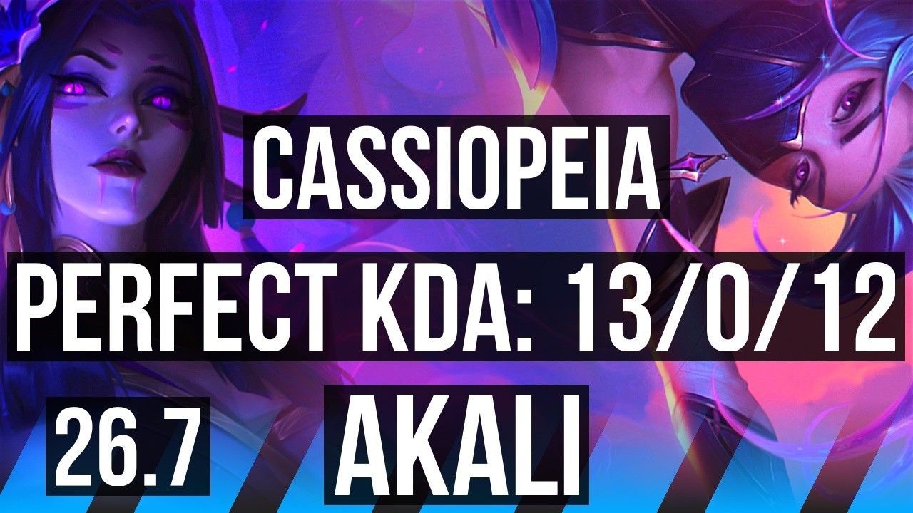 CASSIOPEIA vs AKALI (MID) | Perfect KDA: 13/0/12, 45K damage | EUW Master | 26.7