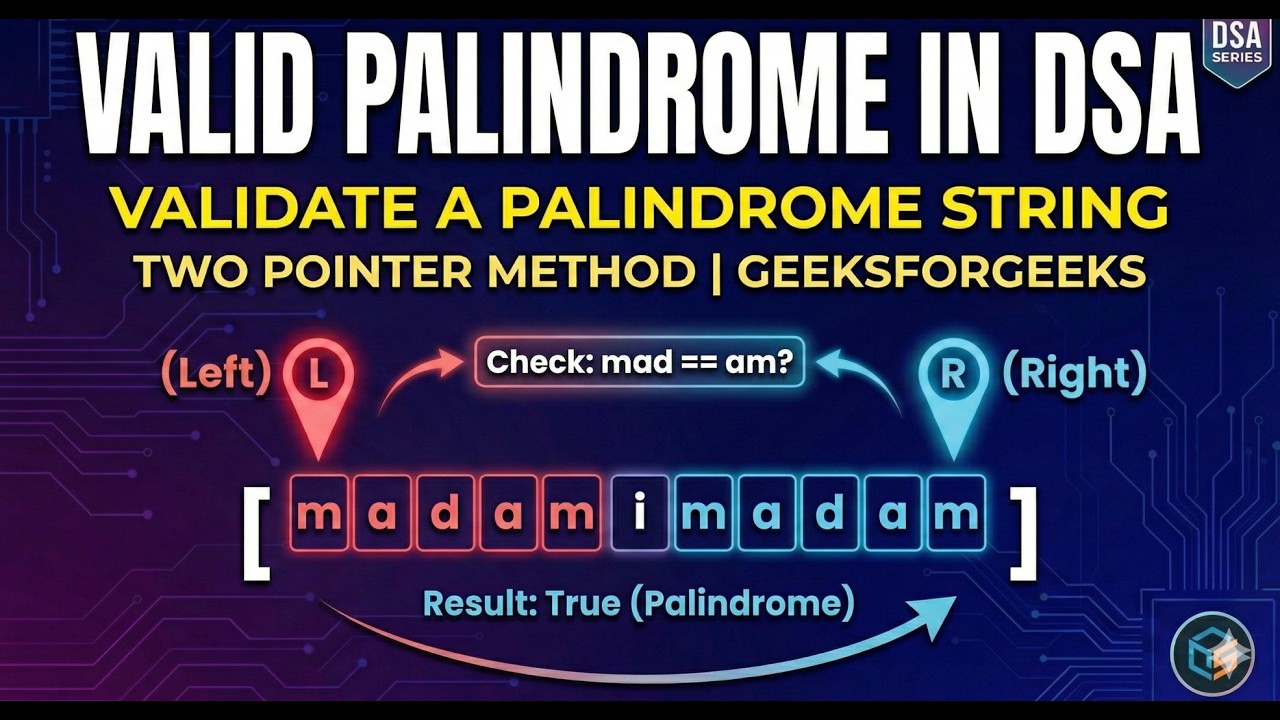 Valid Palindrome - GeeksforGeeks | Two Pointers Technique Explained