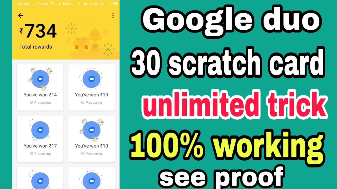 how to get unlimited google duo scratch card with proof
