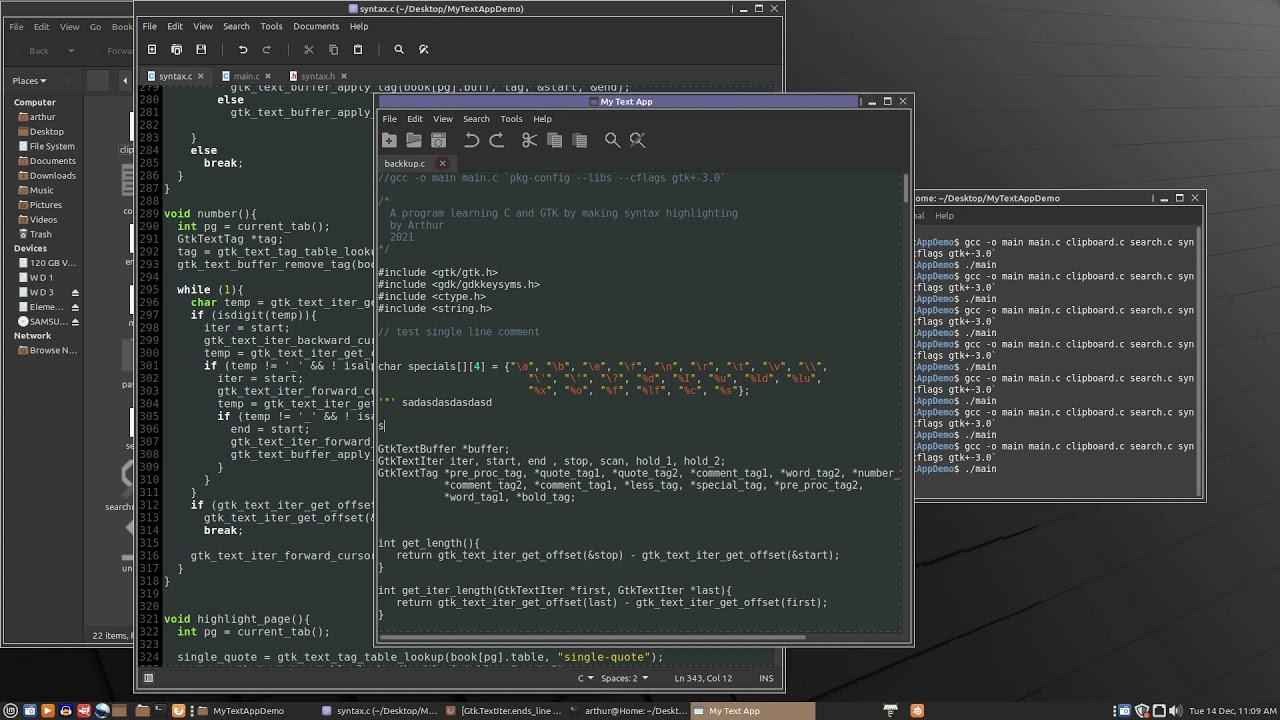 GTK GUI Number Highlight and search scope