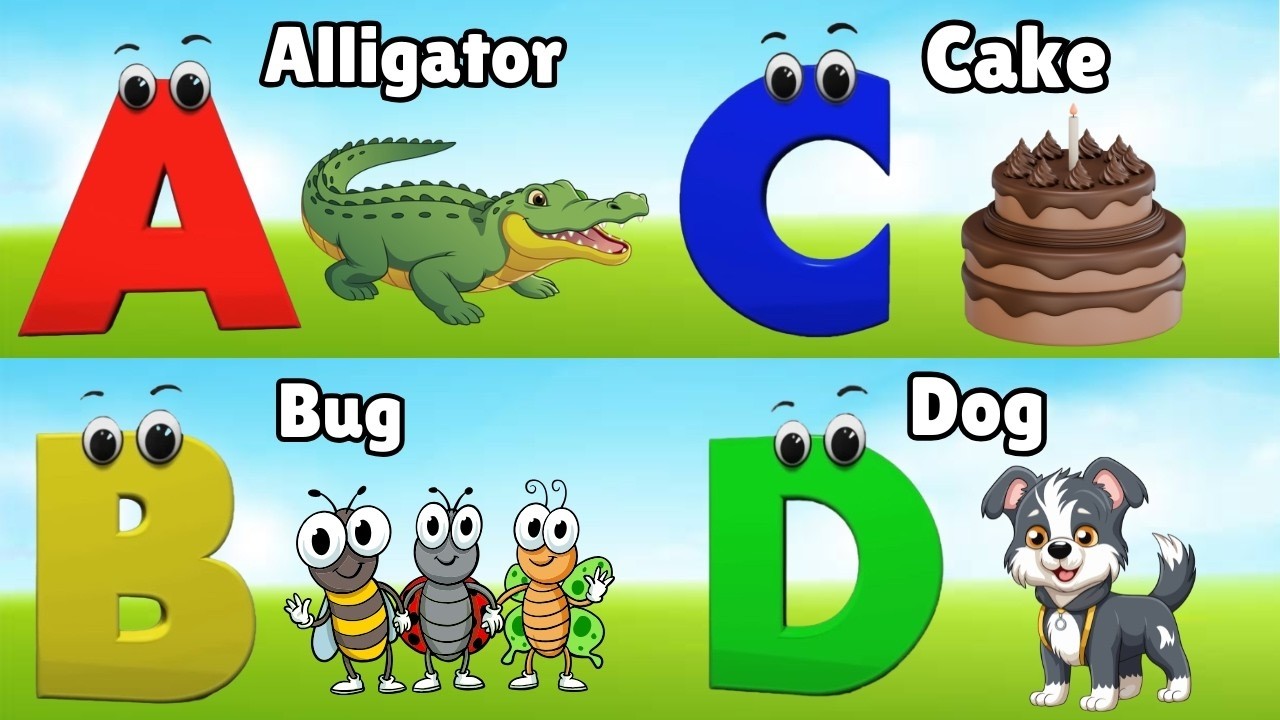 Phonics Song with TWO Words - A For Apple - ABC Alphabet Songs with Sounds for Children