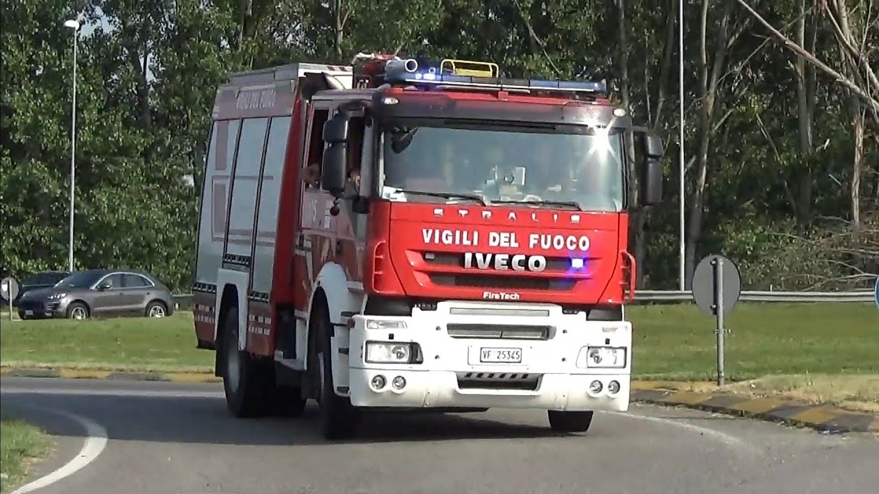 Passaggio APS+ABP Vigili del Fuoco Orzinuovi+APS Stralis Vigili del Fuoco Verolanuova In Emergenza