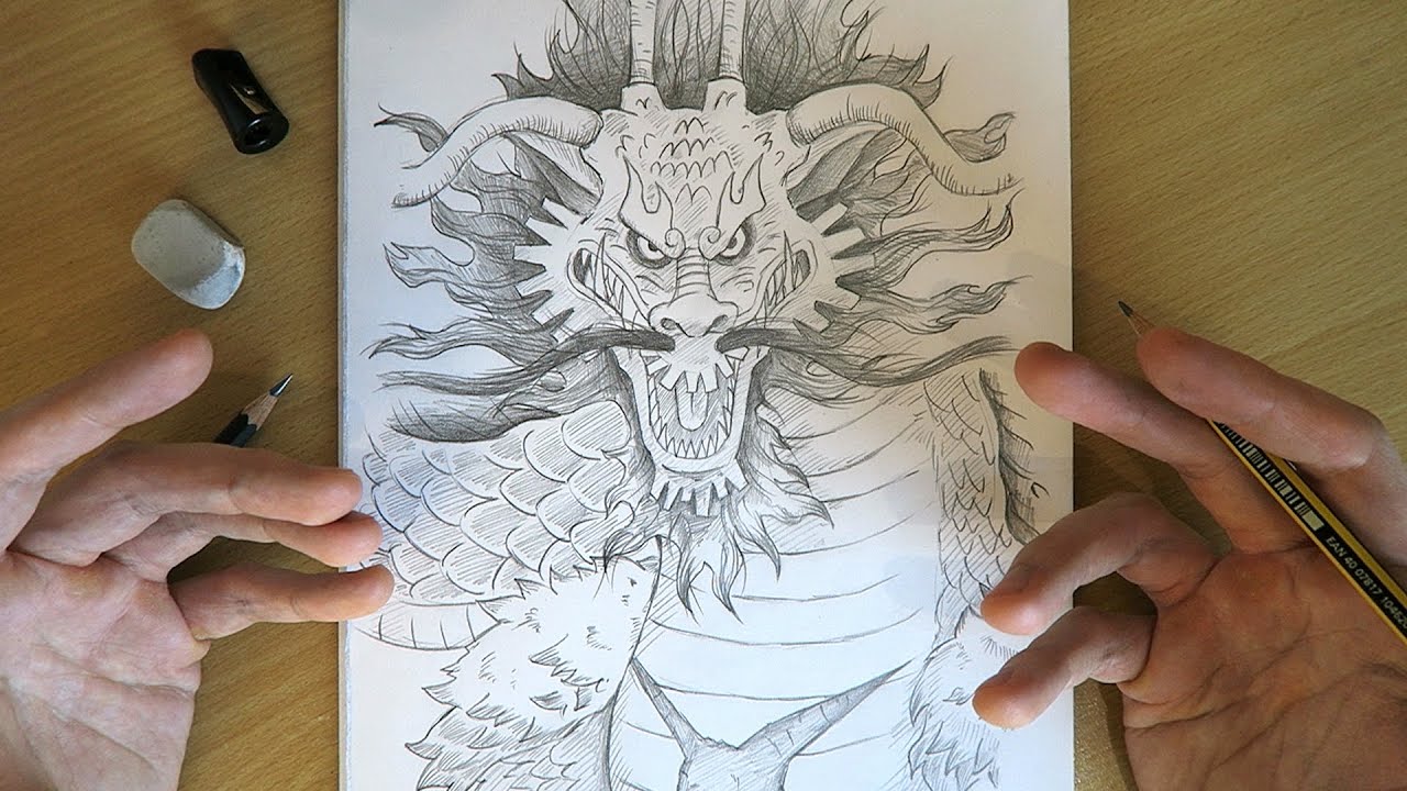 How to Draw Kaido - Dragon Form | One Piece Drawing Tutorial 🐉🌊