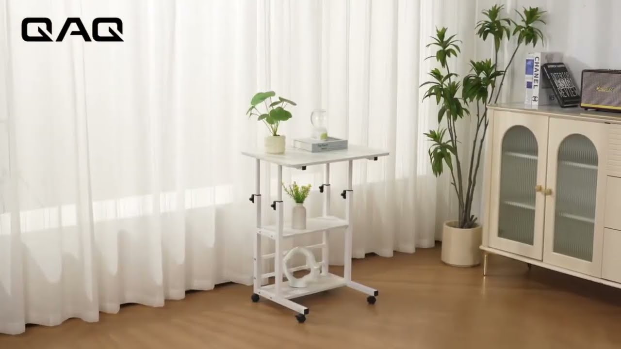큐에이큐 만능 높이조절 3단 이동식 사이드 테이블 1인용 침대 쇼파 보조 책상