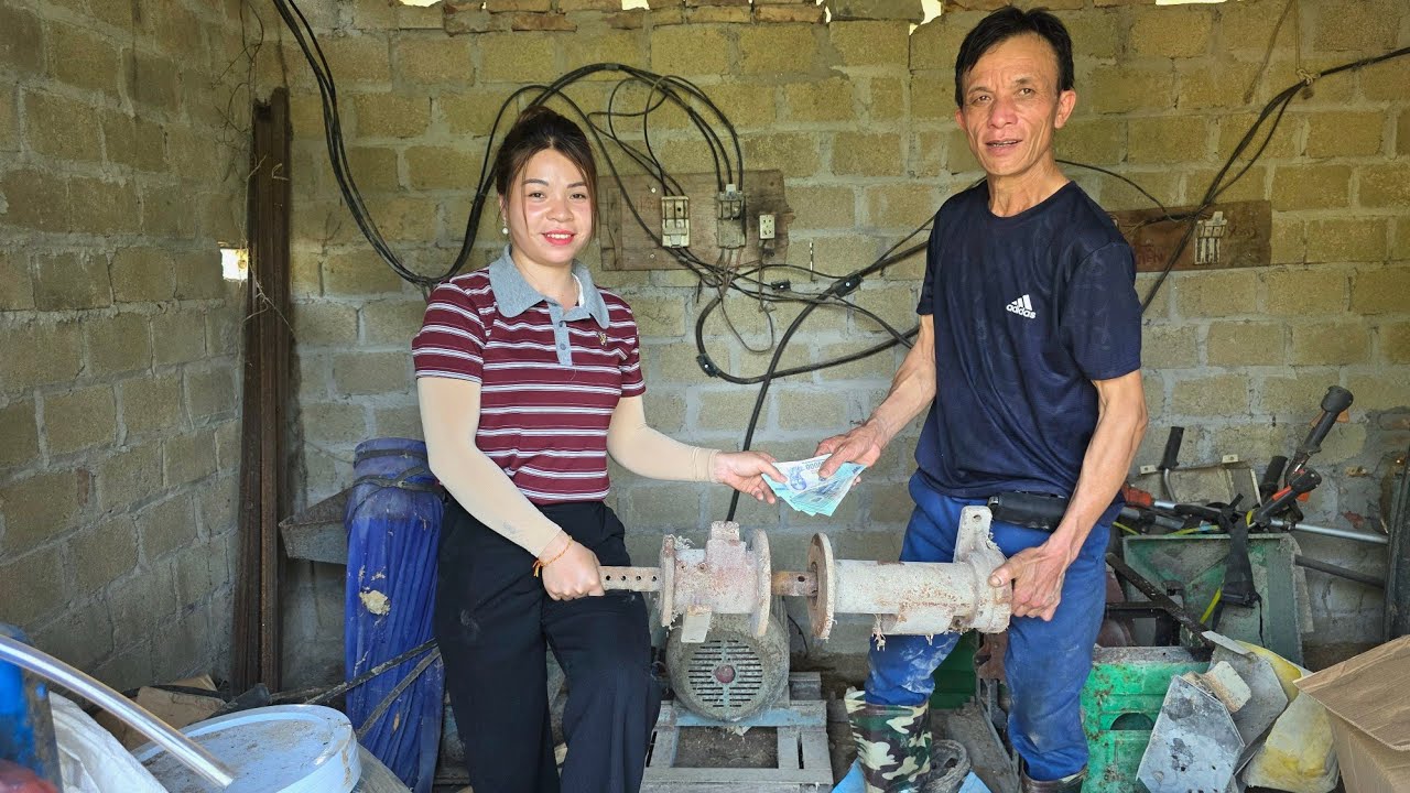 The talented girl repairs and replaces clutch bearings.