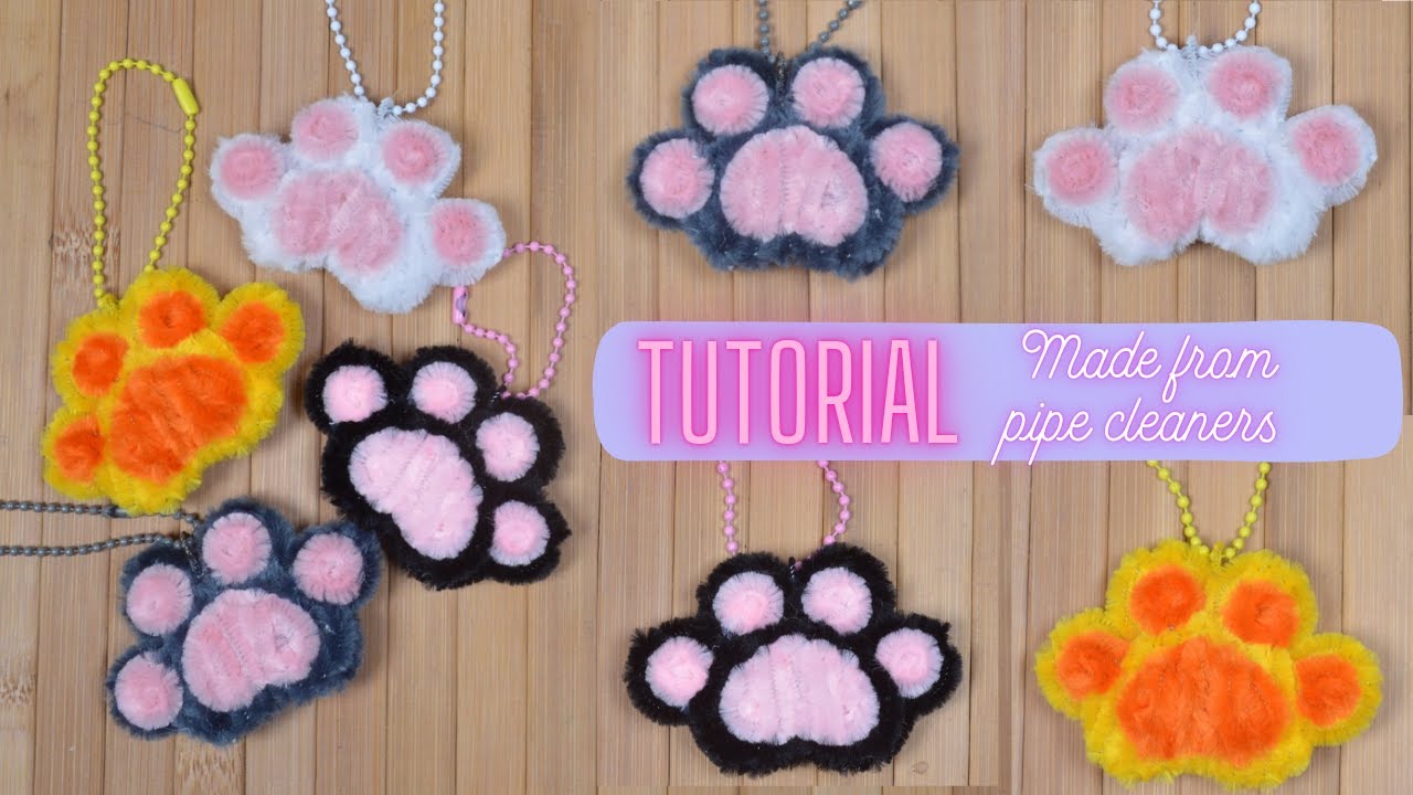🐾DIY Pipe Cleaners Keychain🐾 Cat paw keychain made from chenille wire