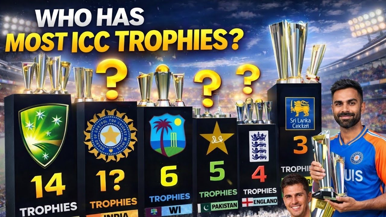 Most ICC Trophies in Cricket History! (1975 to 2026) 🏏 #icctrophies #india #australia 