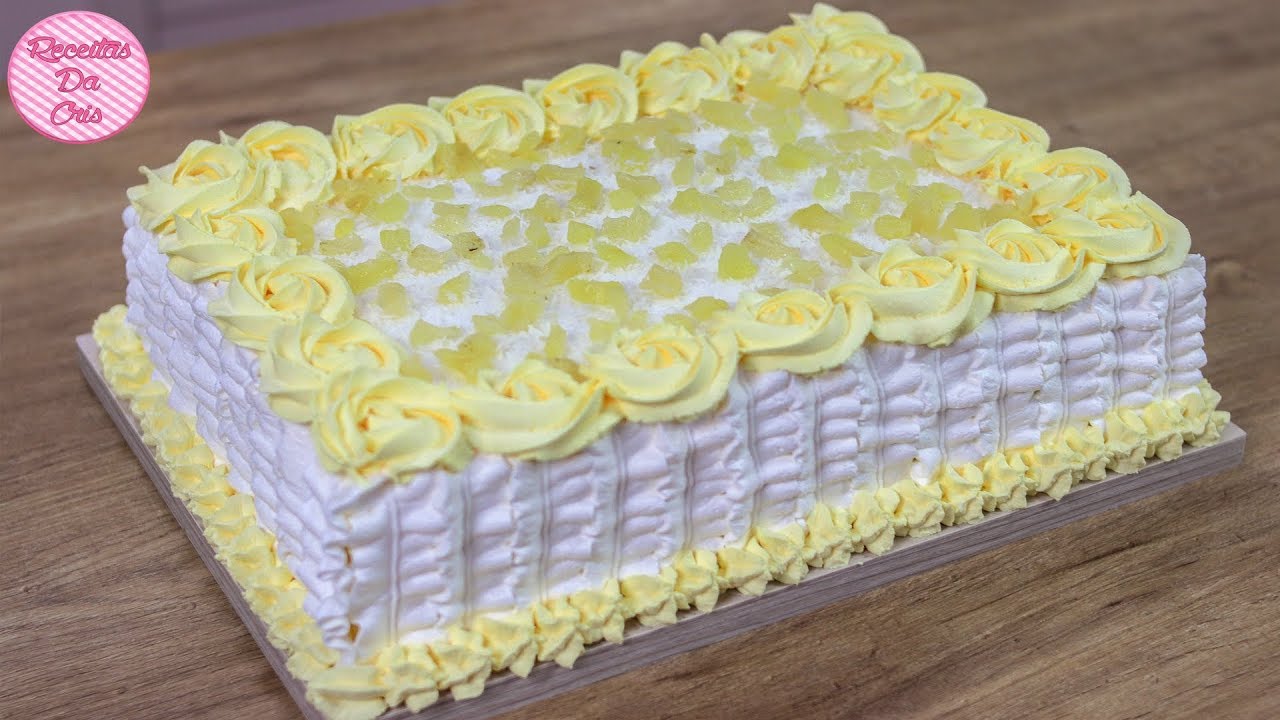 BOLO DE ANIVERSÁRIO CASEIRO ABACAXI COM COCO 6 Kg | PASSO A PASSO 2° PARTE | RECEITAS DA CRIS