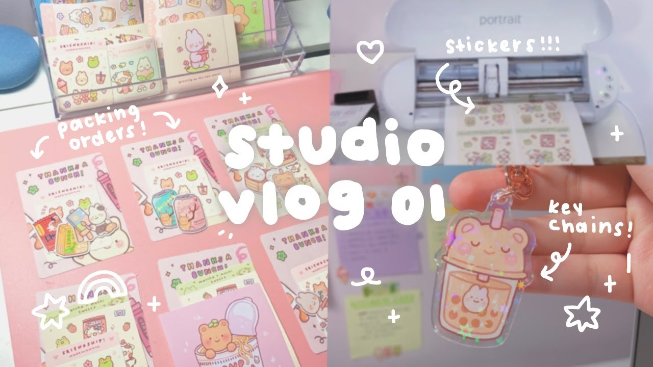 studio vlog 01 ˚✧★彡 | packing orders, making stickers + new acrylic charms!