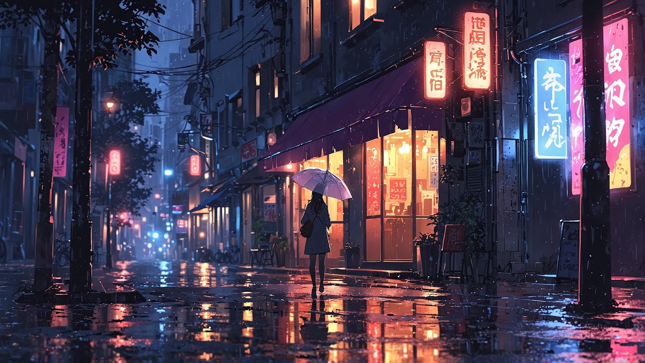 Late Night Walk in the Rain 🌧️ Lofi Beats to Study, Relax & Overthink