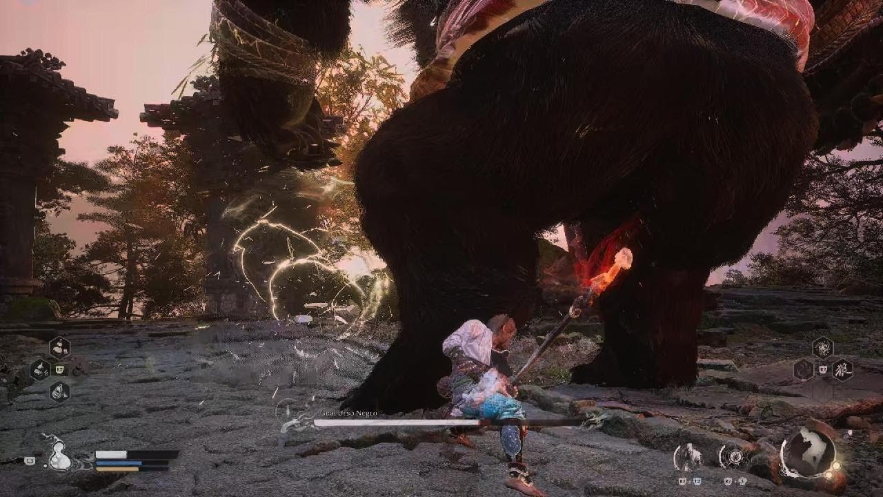 Black Myth: Wukong_ derotando o urso negro