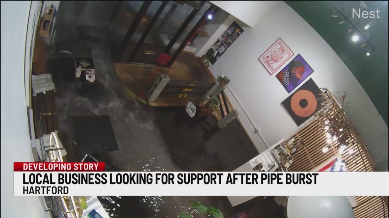 Caught on video: Pipe burst floods Hartford tattoo and coffee shop
