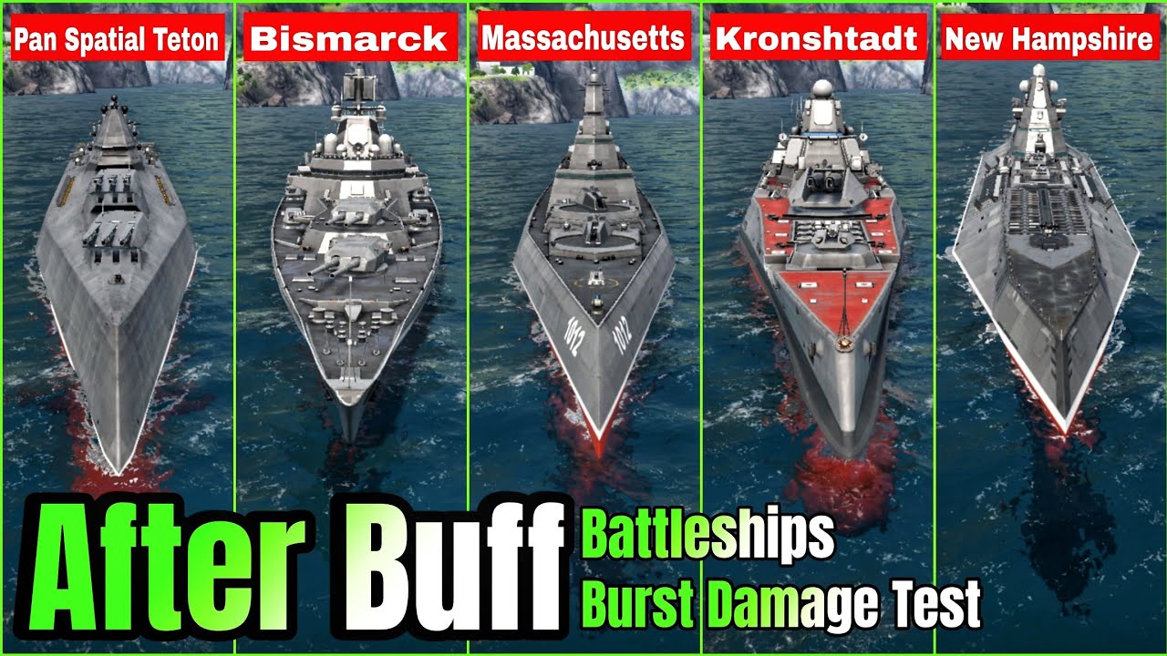 After Buff All All Battleship Burst Damage Test 🔥- Modern Warships 