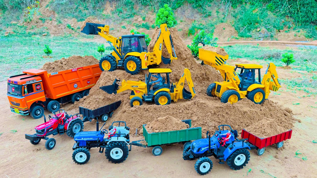 Three JCB fully loading sand Tata truck 4825 | new Holland tractor | jcb expert 