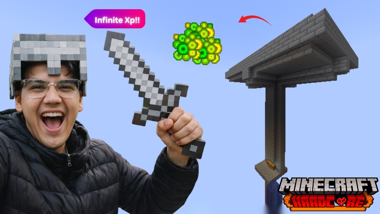 Getting infinite Xp from this amazing farm 🔥| minecraft hardcore world pay xp farm bana diya