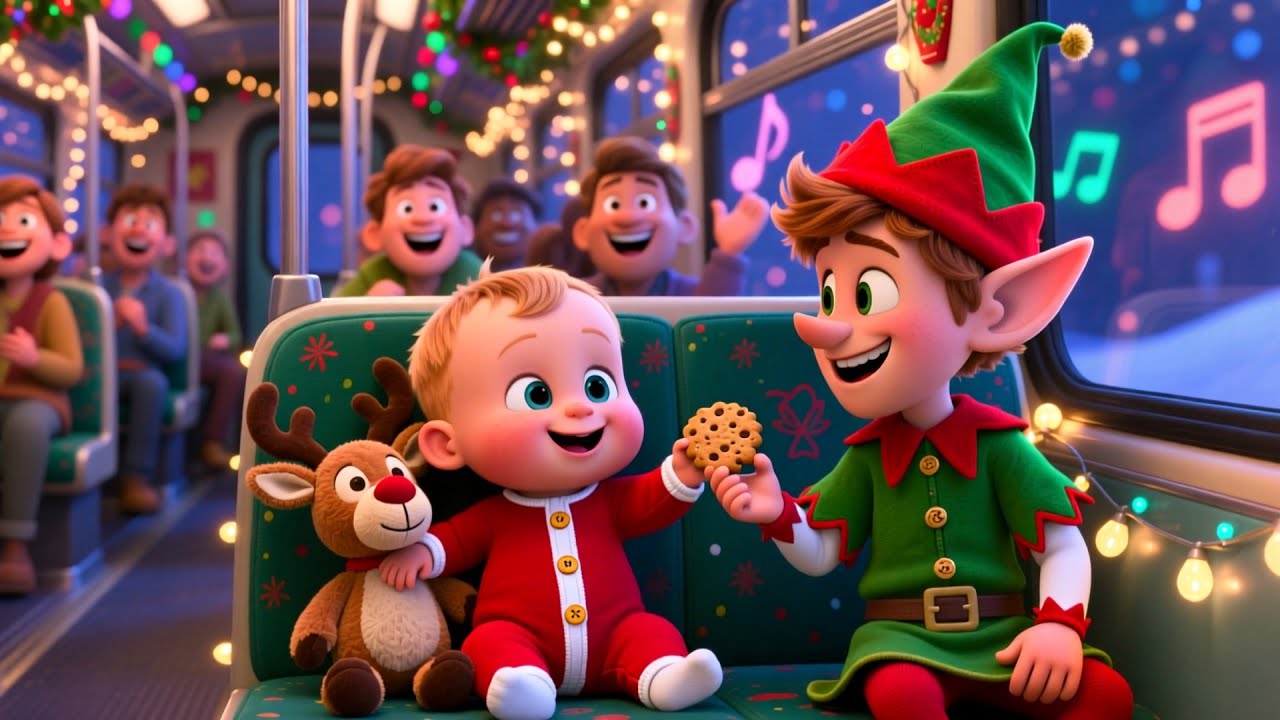 Wheels On The Christmas Bus Song | Fun Holiday Song For Kids | Playful Nursery Rhyme