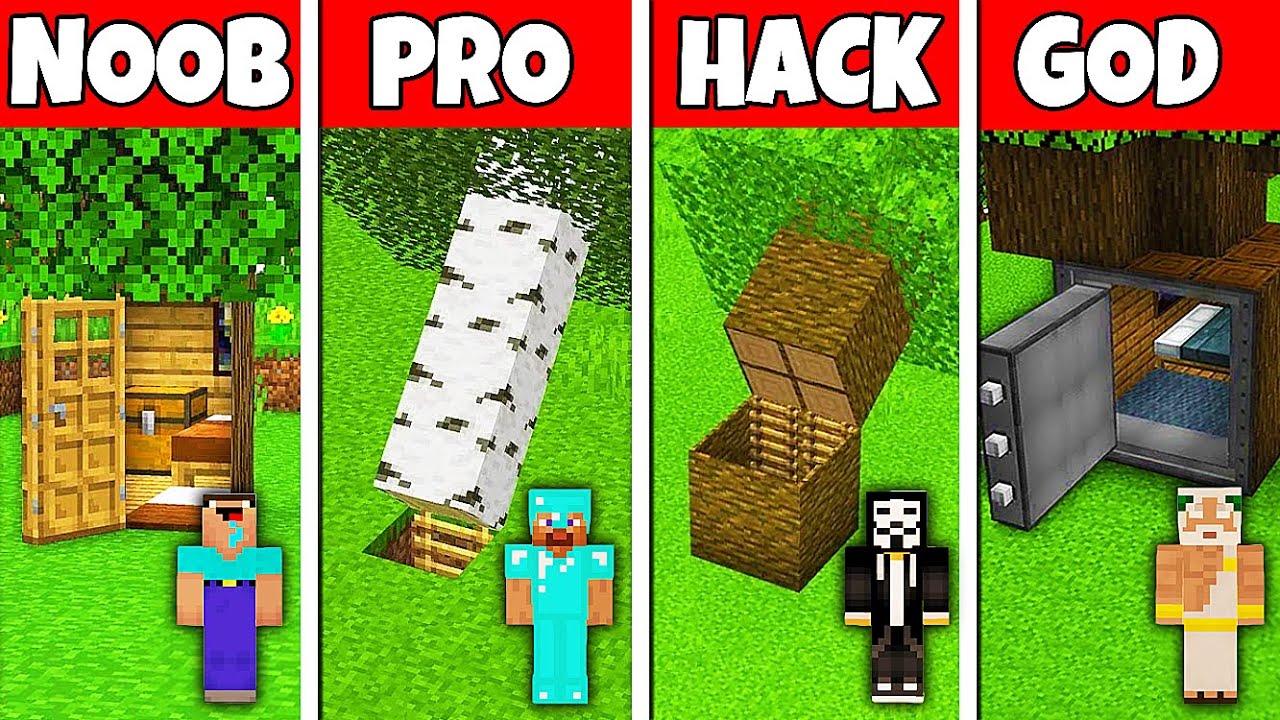 Minecraft Battle: NOOB vs PRO vs HACKER vs GOD! INSIDE TREE HOUSE BUILD CHALLENGE in Minecraft