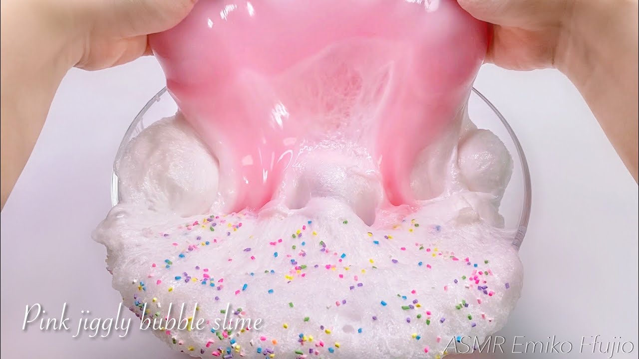 【ASMR】🧁ぷるんぷるん&しゅわしゅわスライム💗【音フェチ】Pink jiggly bubble slime 핑크 흔들리는 버블 슬라임