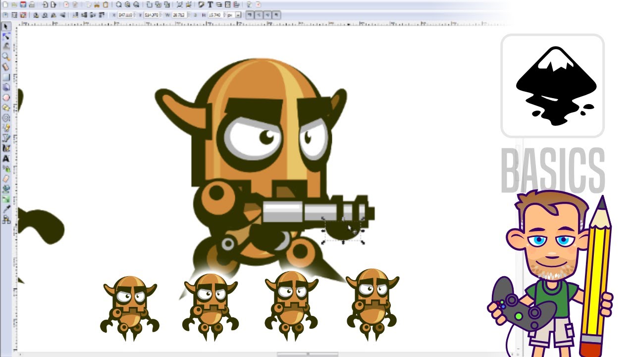 Inkscape Tutorial - Game Art Creation - 'Setting up key poses'