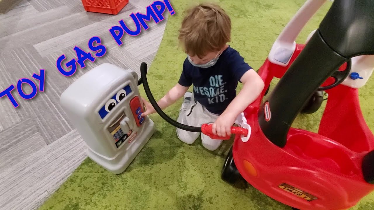 Funny videos for kids | Kids Pumping Gas | Toy Gas Pump and Little Tikes Car